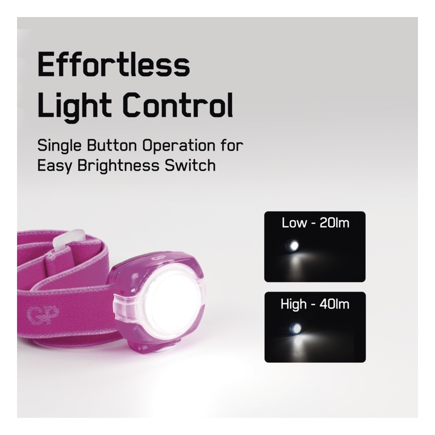 LED galvas lampa GP EVERYBODY 4xLED/2×CR2025 rozā
