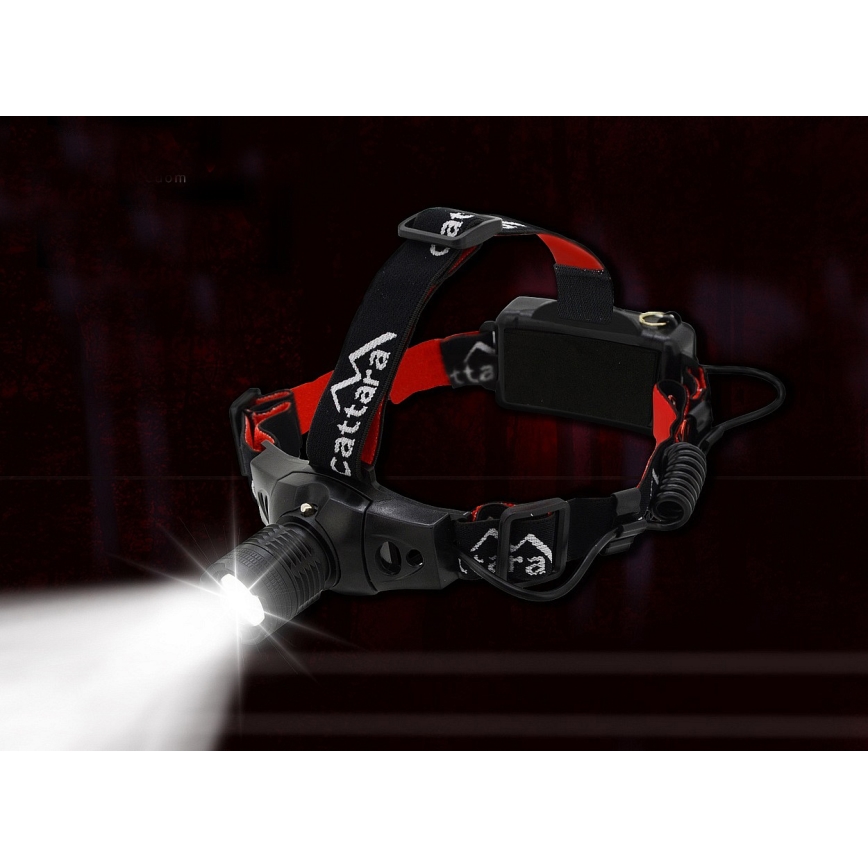 LED Galvas lampa LED/3W/3xAAA IP44 melna/sarkana