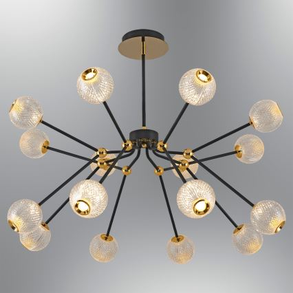 LED GELA 16xLED/5W/230V 3000K melnā/zeltainā piekare