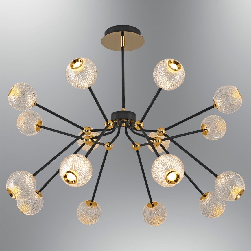 LED GELA 16xLED/5W/230V 3000K melnā/zeltainā piekare