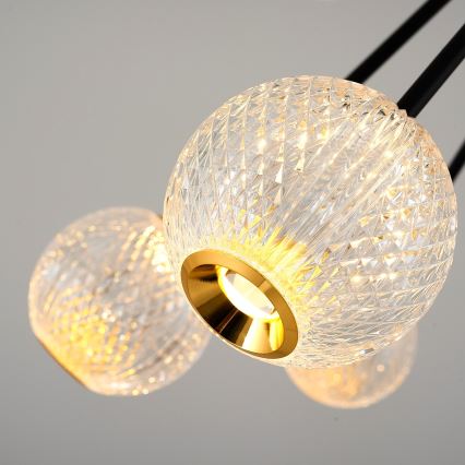 LED GELA 16xLED/5W/230V 3000K melnā/zeltainā piekare