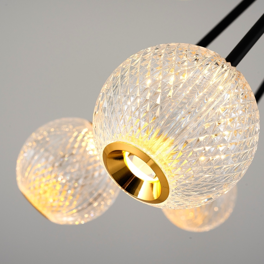 LED GELA 16xLED/5W/230V 3000K melnā/zeltainā piekare