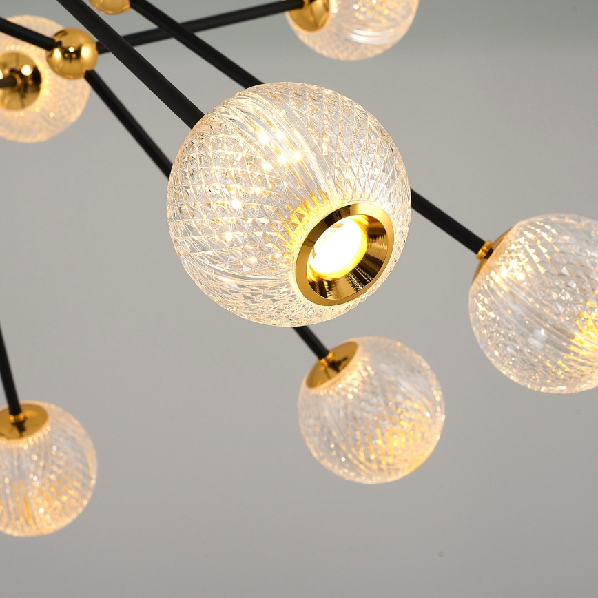 LED GELA 16xLED/5W/230V 3000K melnā/zeltainā piekare