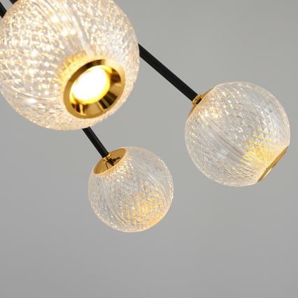 LED GELA 16xLED/5W/230V 3000K melnā/zeltainā piekare