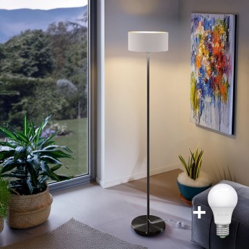 LED grīdas lampa TUNJA 1xE27/20W/230V Ø 30 cm melna/balta