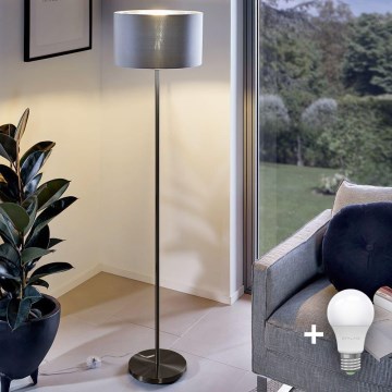LED grīdas lampa TUNJA 1xE27/20W/230V Ø 30 cm melna/pelēka