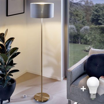 LED grīdas lampa TUNJA 1xE27/20W/230V Ø 30 cm zelta/pelēka