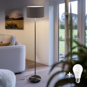 LED grīdas lampa TUNJA 1xE27/20W/230V Ø 38 cm melna/brūna