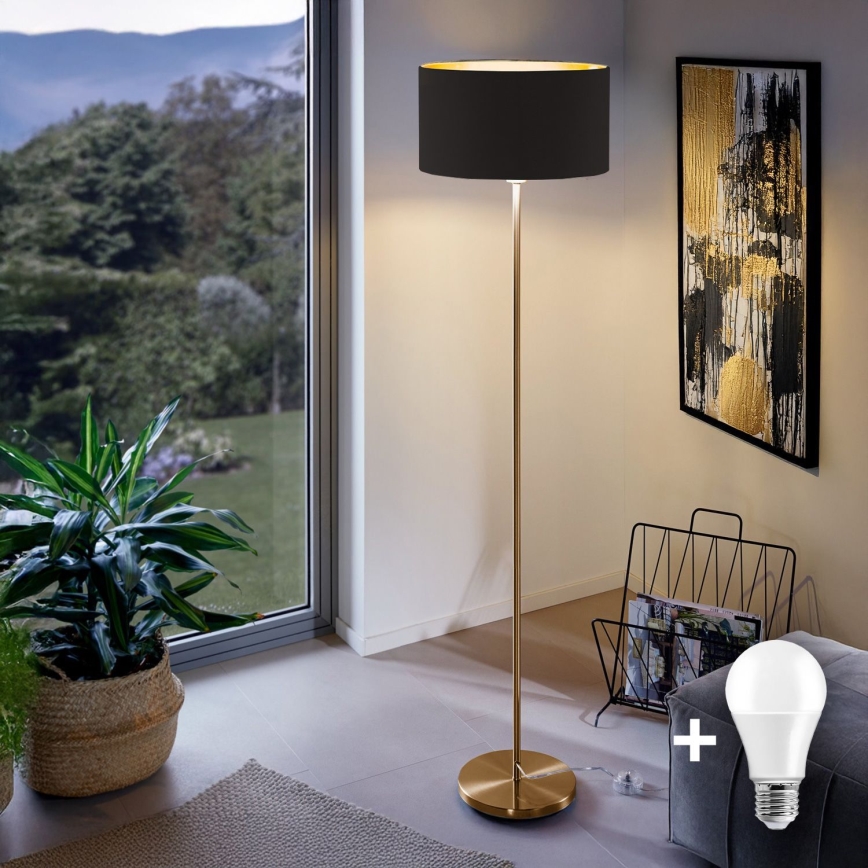 LED grīdas lampa TUNJA 1xE27/20W/230V Ø 38 cm zelta/melna