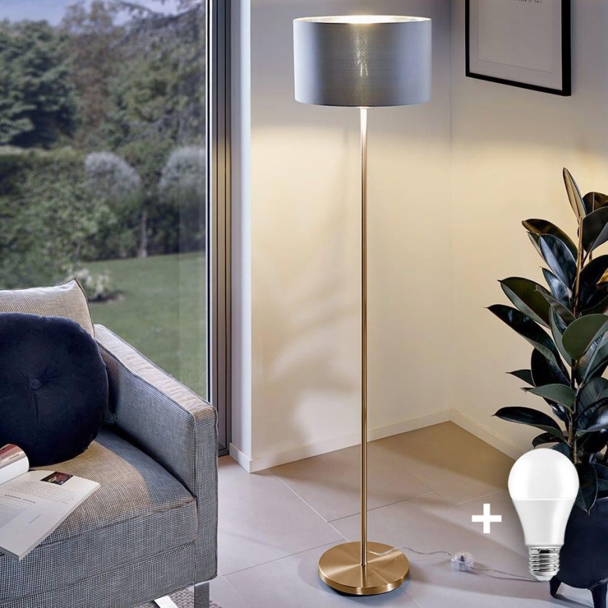 LED grīdas lampa TUNJA 1xE27/20W/230V Ø 38 cm zelta/pelēka