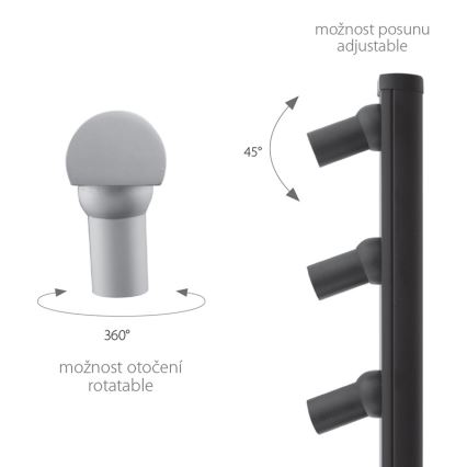 LED Grīdas stāvlampa PICCO 3xLED/5,4W/500mA
