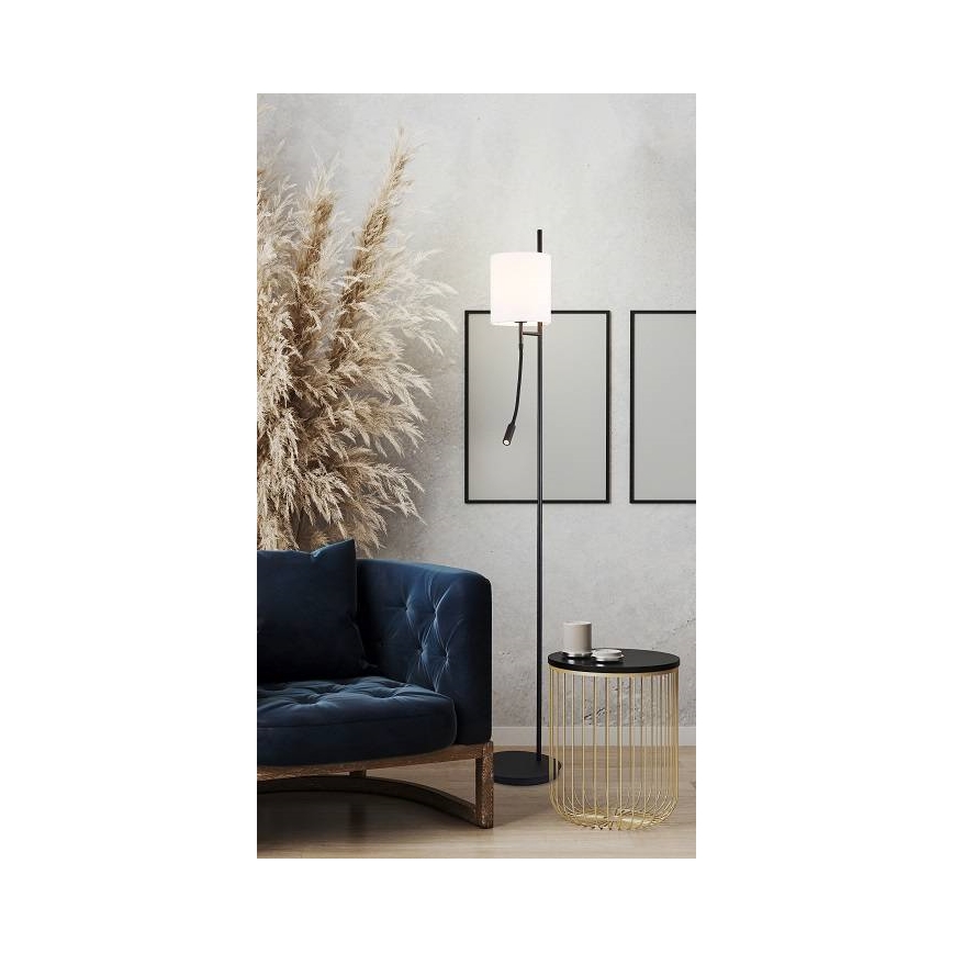 LED Grīdas stāvlampa TOKYO 1xE27/40W/230V + LED/3W melna/balta