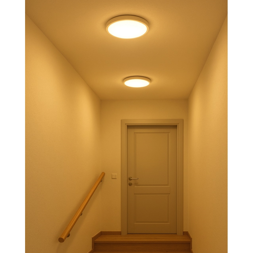 LED griestu gaismeklis, 18 W, 230 V, 3000/4000/6500 K, Ø 23 cm, balts
