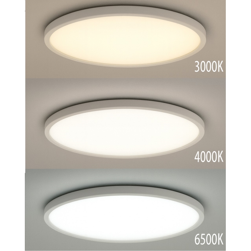 LED griestu gaismeklis, 18 W, 230 V, 3000/4000/6500 K, Ø 23 cm, balts