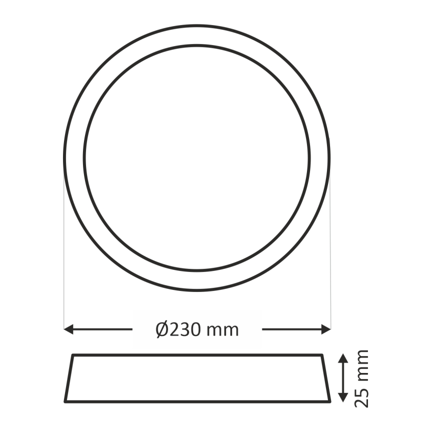 LED griestu gaismeklis, 18 W, 230 V, 3000/4000/6500 K, Ø 23 cm, balts