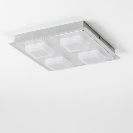 LED Griestu gaismeklis 4xLED/5W/230V 3000K 28x28 cm matēts hroms