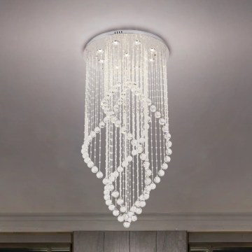 LED griestu gaismeklis ar kristāliem NAURU LED/30W/230V Ø 60 cm spīdīgs hroms + tālvadība