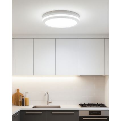 LED vannas istabas griestu gaismeklis ar kustības sensoru LED/20W/230V 3000/4000/6500K Ø 23 cm IP54 balta