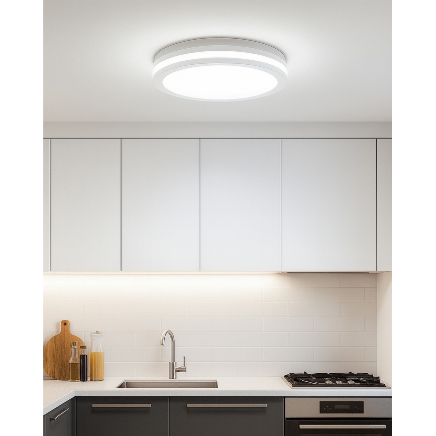 LED vannas istabas griestu gaismeklis ar kustības sensoru LED/20W/230V 3000/4000/6500K Ø 23 cm IP54 balta