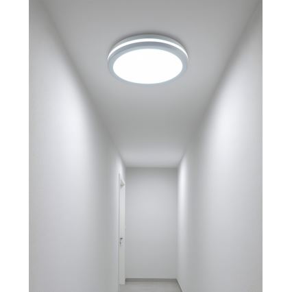LED vannas istabas griestu gaismeklis ar kustības sensoru LED/20W/230V 3000/4000/6500K Ø 23 cm IP54 balta