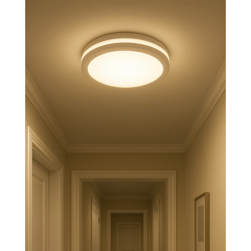 LED vannas istabas griestu gaismeklis ar kustības sensoru LED/20W/230V 3000/4000/6500K Ø 23 cm IP54 balta