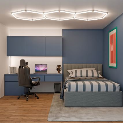 LED griestu gaismeklis HEXAGON LED/128W/85-265V 4000K 248x97 cm CRI 90 IP54 balts