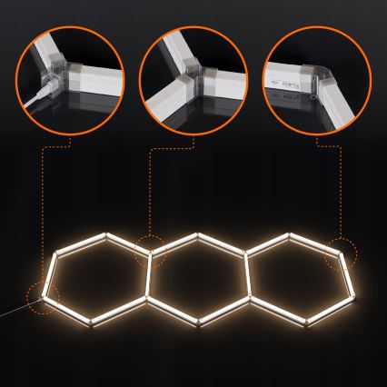 LED griestu gaismeklis HEXAGON LED/128W/85-265V 4000K 248x97 cm CRI 90 IP54 balts