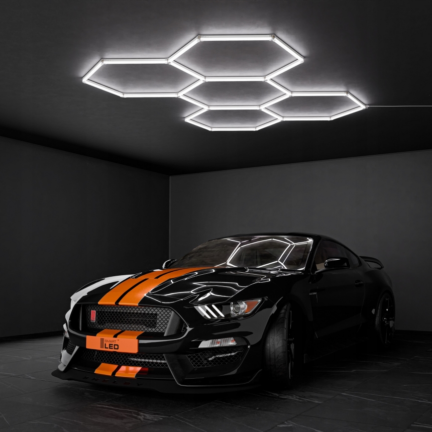 LED griestu gaismeklis HEXAGON LED/192W/85-265V 6500K 298x209 cm CRI 90 IP54 balts