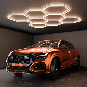 LED griestu gaismeklis HEXAGON LED/350W/85-265V 4000K 313x298 cm CRI 90 IP44 balts