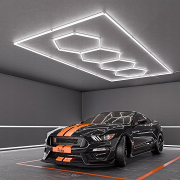 LED griestu gaismeklis HEXAGON LED/426W/85-265V 6500K 484x243 cm CRI 90 IP54 balts