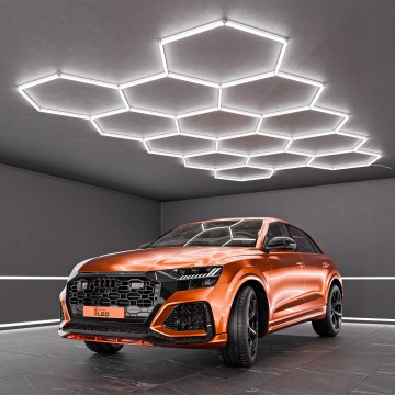LED griestu gaismeklis HEXAGON LED/456W/85-265V 6500K 522x298 cm CRI 90 IP54 balta