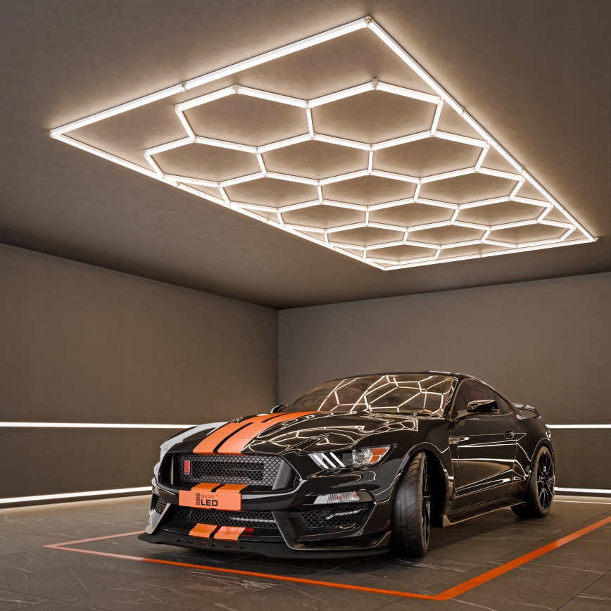 LED griestu gaismeklis HEXAGON LED/696W/85-265V 4000K 484x243 cm CRI 90 IP54 balts