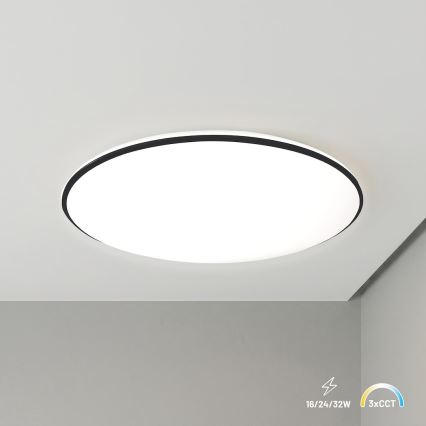 LED griestu gaismeklis HUGO LED/16/24/32W/230V 3000/4000/6500K pr. 37 cm IP54 melns