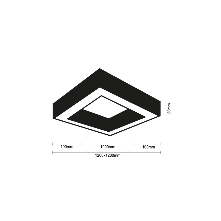 LED griestu gaismeklis LED/150W/230V 3000/4000/6500K 120x120 cm melns