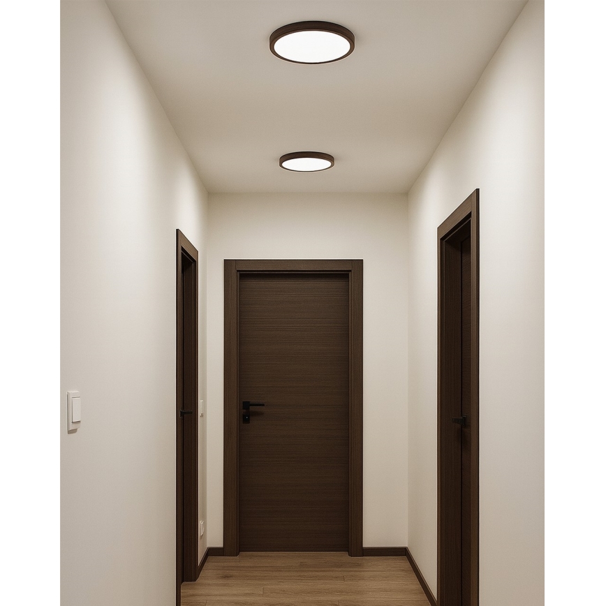 LED griestu gaismeklis LED/18W/230V 3000/4000/6500K Ø 23 cm brūns