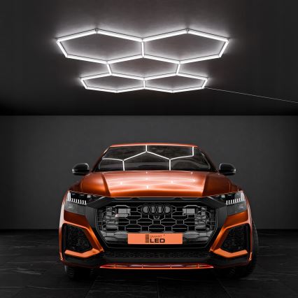 LED griestu gaismeklis HEXAGON LED/192W/85-265V 6500K 298x209 cm CRI 90 IP54 balts