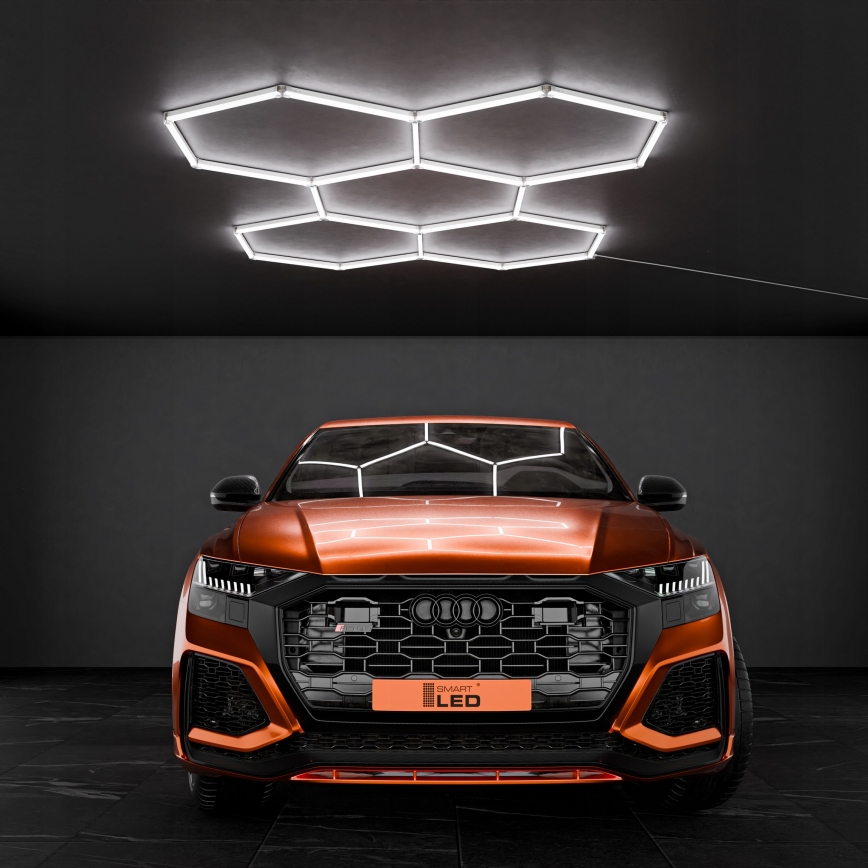 LED griestu gaismeklis HEXAGON LED/192W/85-265V 6500K 298x209 cm CRI 90 IP54 balts