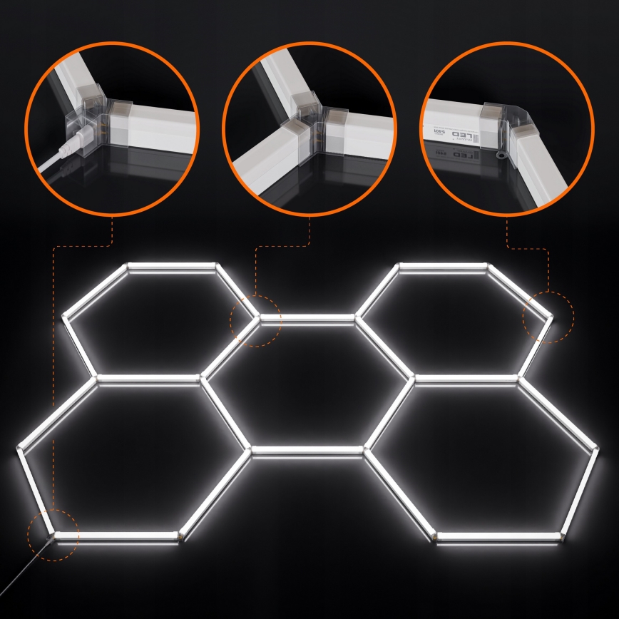 LED griestu gaismeklis HEXAGON LED/192W/85-265V 6500K 298x209 cm CRI 90 IP54 balts