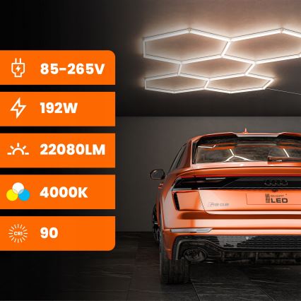 LED griestu lampa HEXAGON LED/240W/85-265V 4000K 298x209 cm CRI 90 IP44 balta