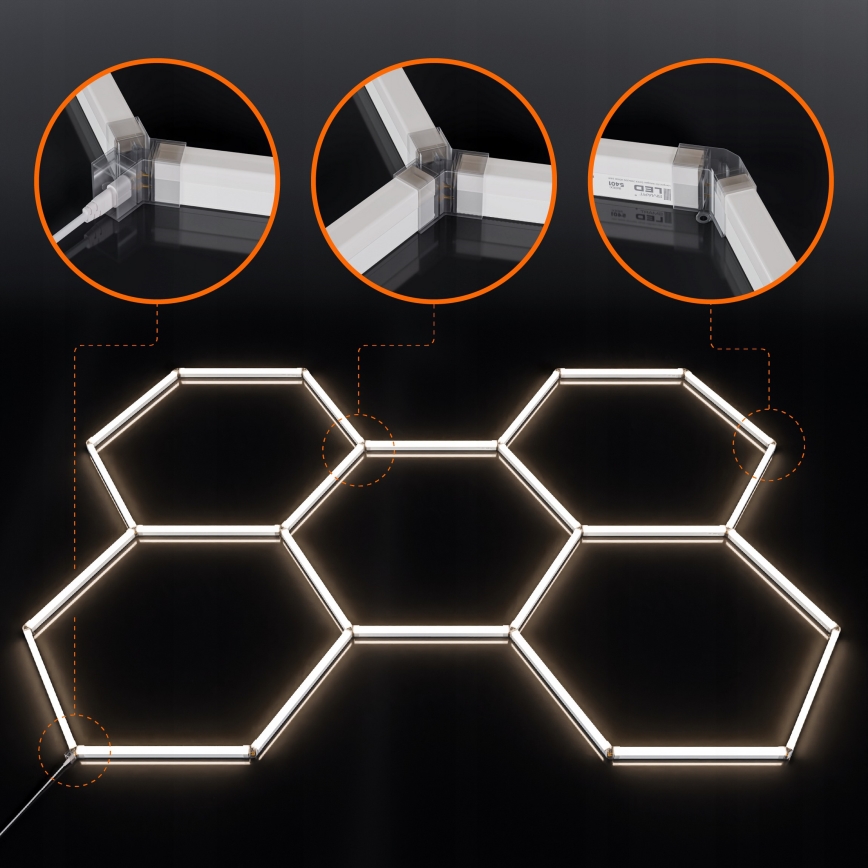 LED griestu lampa HEXAGON LED/240W/85-265V 4000K 298x209 cm CRI 90 IP44 balta