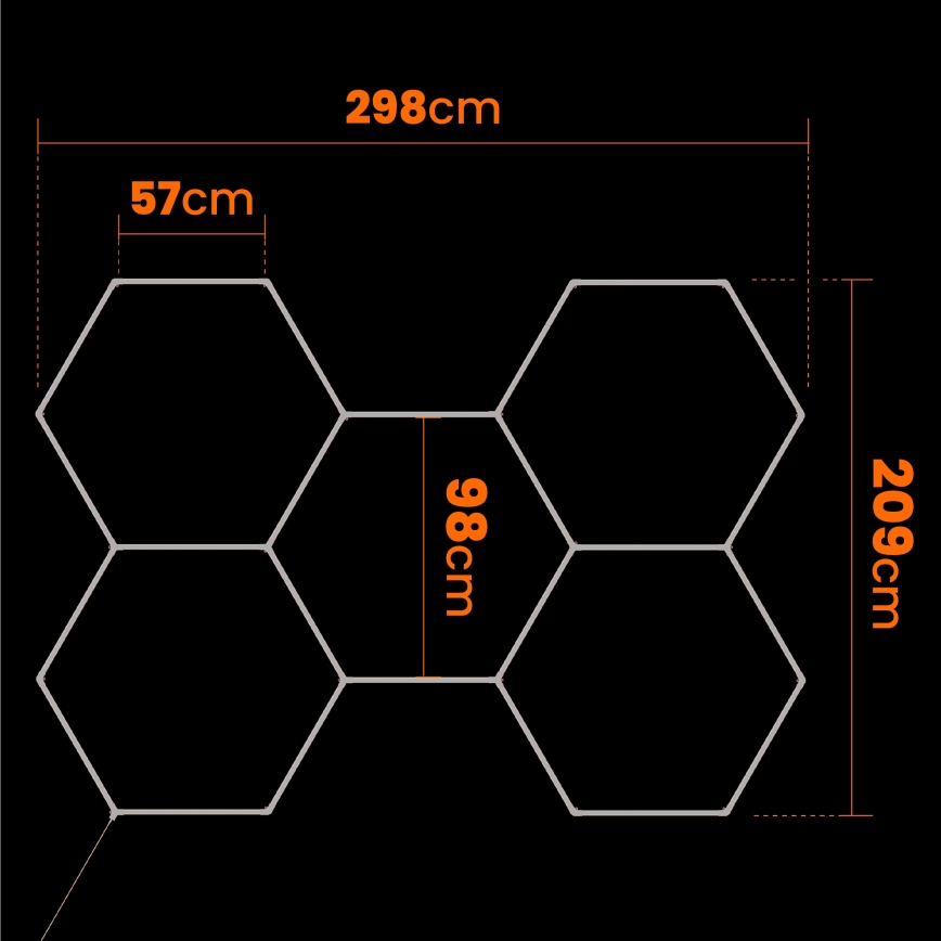 LED griestu lampa HEXAGON LED/240W/85-265V 4000K 298x209 cm CRI 90 IP44 balta