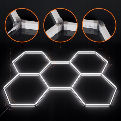 LED griestu gaismeklis HEXAGON LED/240W/85-265V 6500K 298x209 cm CRI 90 IP44 balts