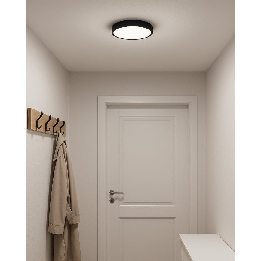 LED griestu gaismeklis LED/24W/230V 3000/4000/6500K Ø 30 cm melns