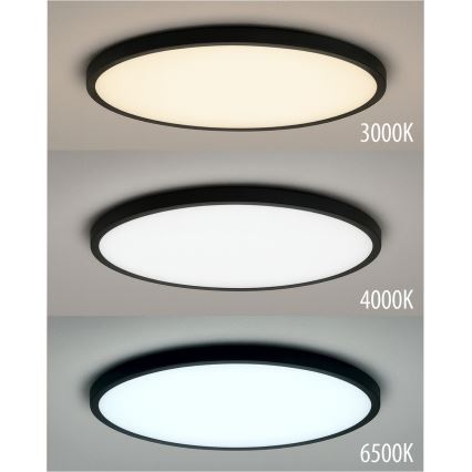 LED griestu gaismeklis LED/24W/230V 3000/4000/6500K Ø 30 cm melns