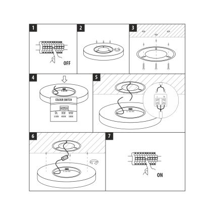 LED griestu gaismeklis LED/24W/230V 3000/4000/6500K Ø 30 cm melns
