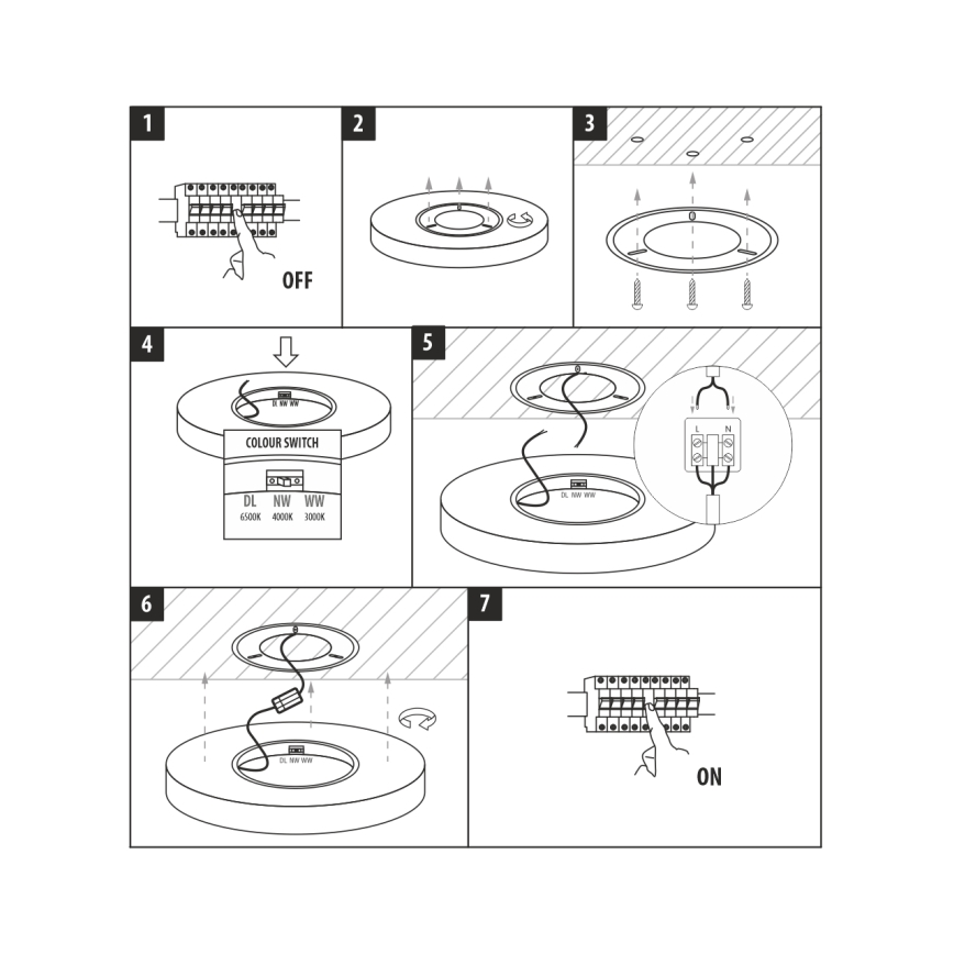 LED griestu gaismeklis LED/24W/230V 3000/4000/6500K Ø 30 cm melns