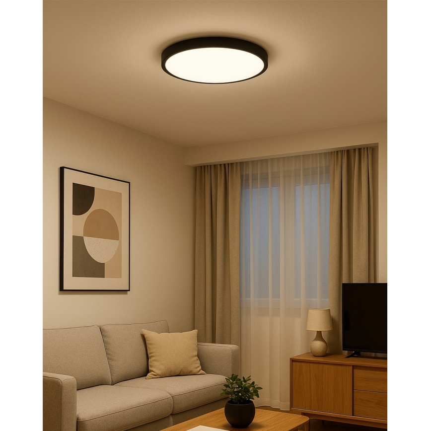 LED griestu gaismeklis LED/32W/230V 3000/4000/6500K Ø 40 cm melns