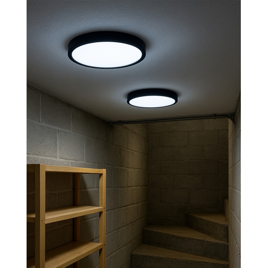 LED griestu gaismeklis LED/32W/230V 3000/4000/6500K Ø 40 cm melns