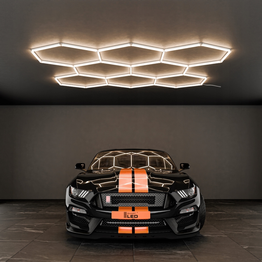 LED griestu gaismeklis HEXAGON LED/350W/85-265V 4000K 313x298 cm CRI 90 IP44 balts