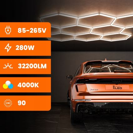 LED griestu gaismeklis HEXAGON LED/350W/85-265V 4000K 313x298 cm CRI 90 IP44 balts